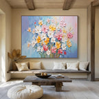 “3D Pastel Flower Bouquet” - Sculptural Floral Painting On Canvas PT210