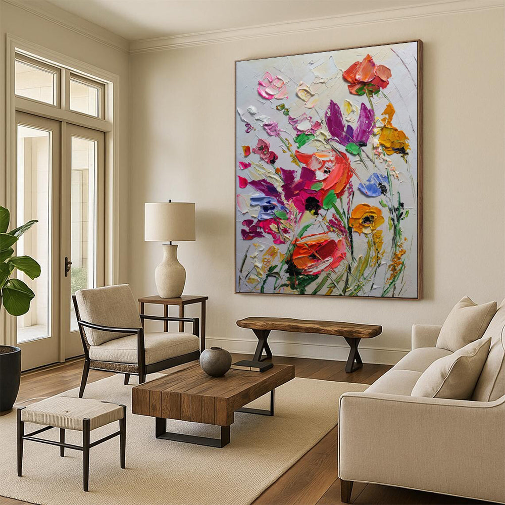 “Impasto Floral Burst - Bold Blooms & Thick Paint” Painting On Canvas DS265
