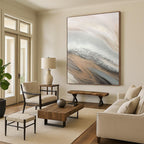 “Beige - Grey - Silver Abstract Flow” - Minimalist Abstract Painting On Canvas PT1228