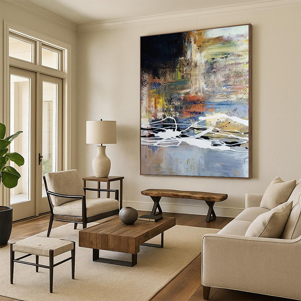 “Colorful Abstract Dynamic Lines” - Energetic Abstract Painting On Canvas PS0341