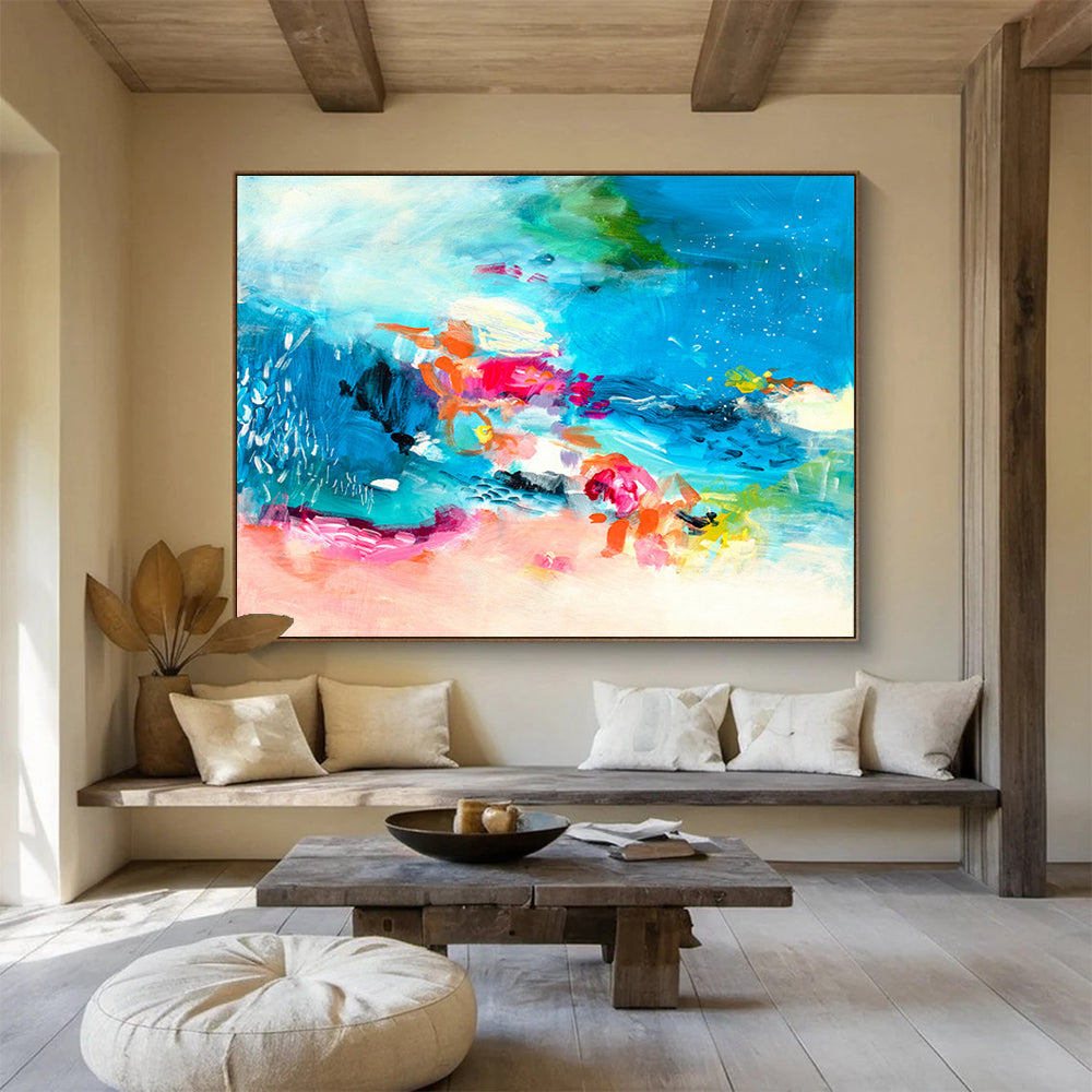 Colorful Ocean - Inspired Abstract Painting On Canvas DKS031
