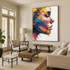 “Colorful Abstract Female Profile” - Expressionist Portrait Painting On Canvas PT2243