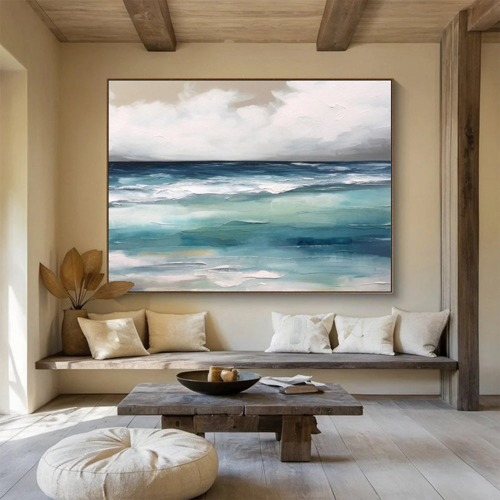 “Layered Ocean Blues” - Textured Seascape Painting On Canvas PT051
