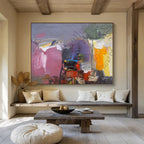 “Colorful Abstract Shapes” - Vivid Color “Vibrant Mosaic” Painting On Canvas PT1622