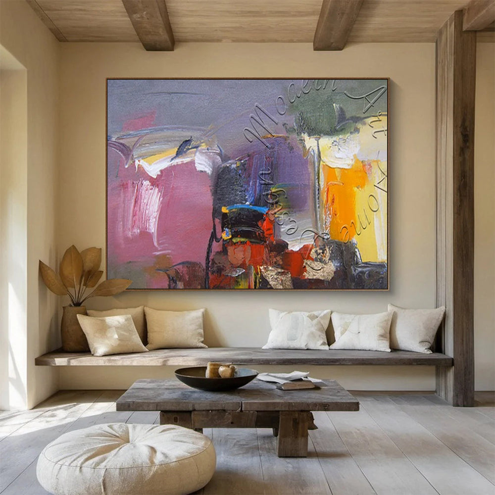 “Colorful Abstract Shapes” - Vivid Color “Vibrant Mosaic” Painting On Canvas PT1622