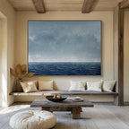 “Blue - Gray Serene Ocean” - Smooth Gradients “Infinite Tide” Painting On Canvas PT1668