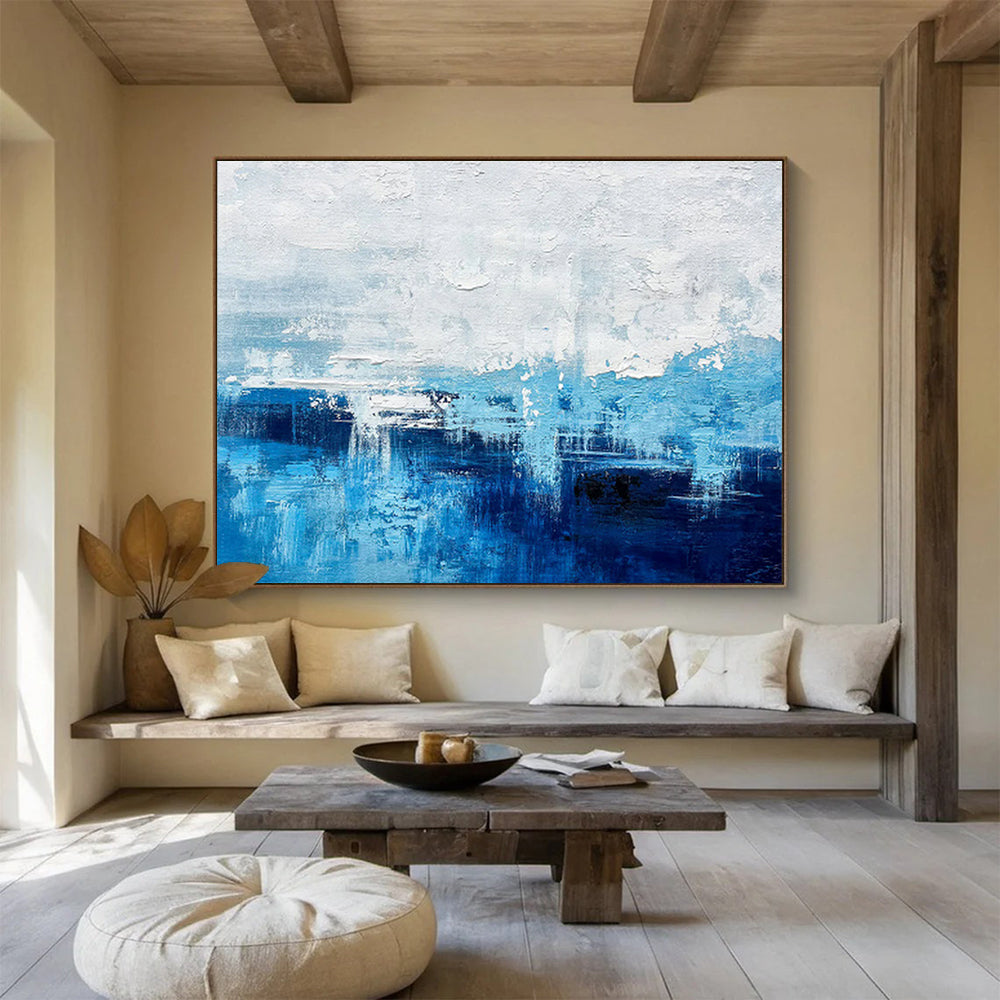 “Blue - White Abstract Seaside” Abstract Painting On Canvas DKS275