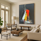 Black, Red, Yellow, White Bold Strokes “Night Fiesta” - Painting On Canvas PS0812