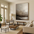 “Gray Textured Landscape” - Gray Abstract Textured Landscape Painting On Canvas PS0550