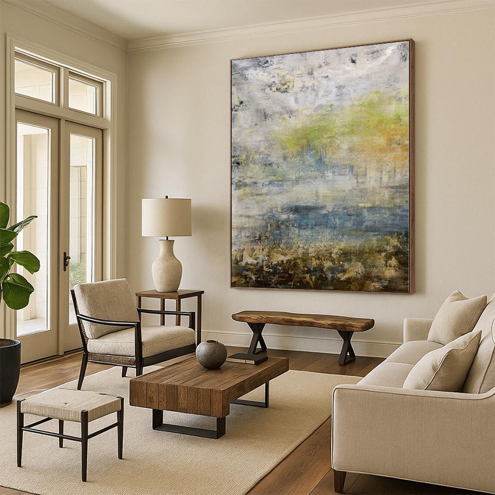 “Multi - Color Abstract Subtle Layers” - Serene Abstract Painting On Canvas PS0361