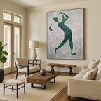 Golfer in Green Minimalist Sports Silhouette, Painting On Canvas PT2162