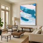 “Blue - Swirl Abstract” - Dynamic Blue Strokes & Black Lines Painting On Canvas DS151