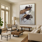 Brown - Black - White Abstract Composition, Influenced by Franz Kline's Style, Painting On Canvas PT2084