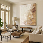 “Beige - Brown Textured Blends” - Impasto Abstract Painting On Canvas PT1223