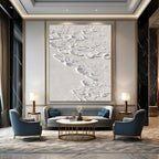 White with Textured Cracks "Cracked Serenity" Abstract Painting On Canvas PS1287