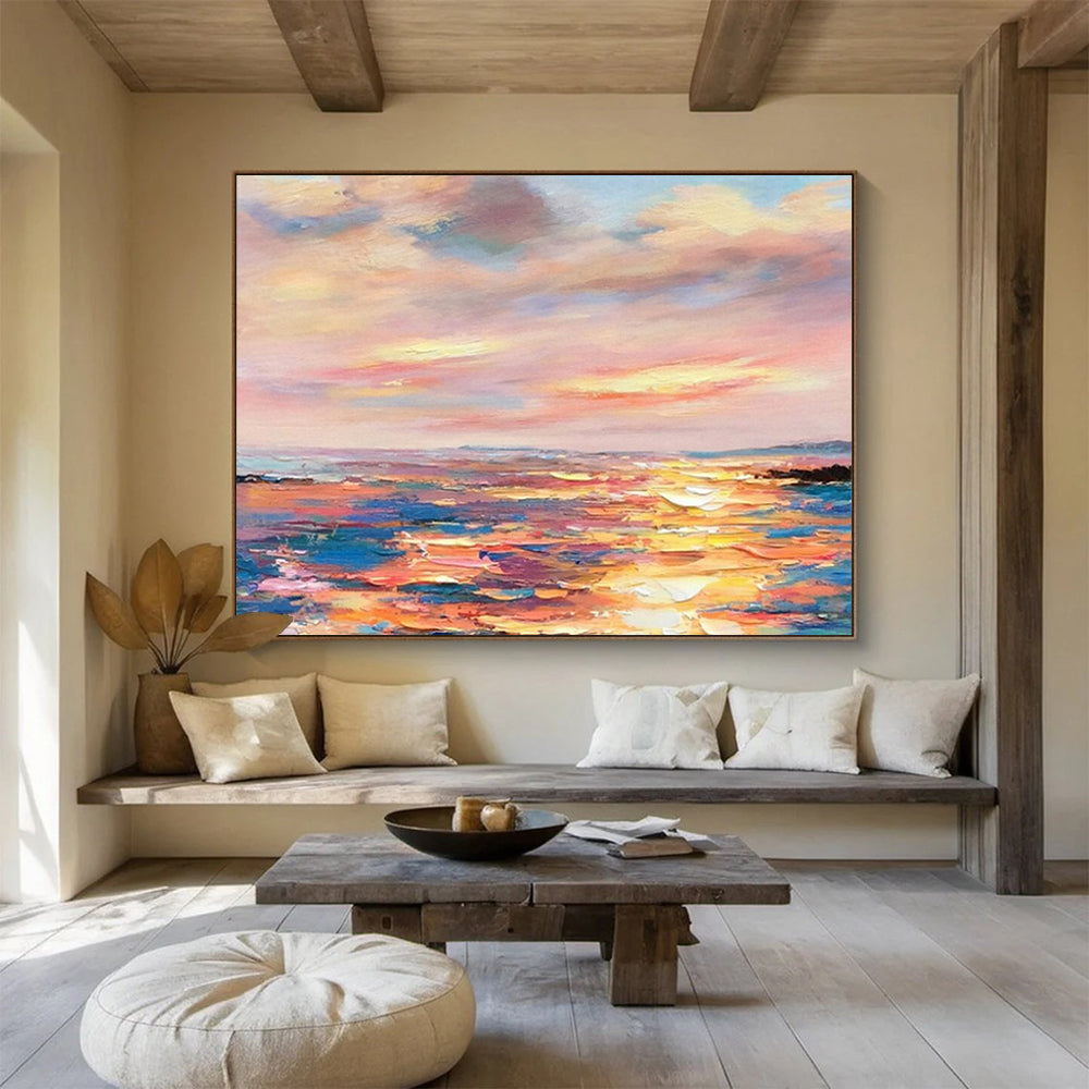 “Pastel Sunset Seascape” - Impressionist Landscape - Painting On Canvas PT1736