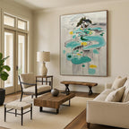 “Ink - Wash Abstract Village” - Sumi - E, Serene - Styled Painting On Canvas PT1584