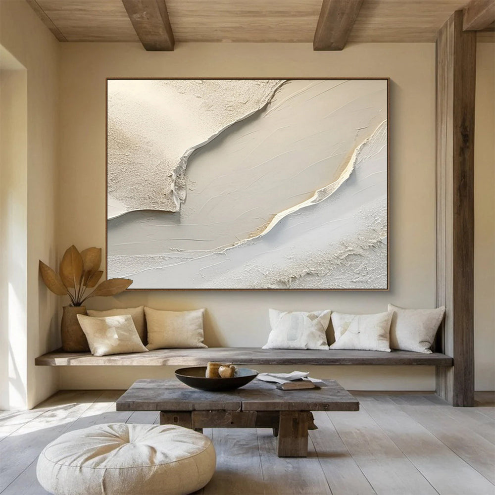 Textured White Abstract Painting On Canvas DKS040