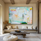 Pastel - Toned Abstract with Lines Painting On Canvas DKS071