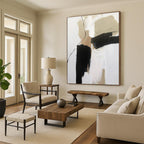 Black, White, Beige Bold Blocks “Urban Silence” - Painting On Canvas PS0798