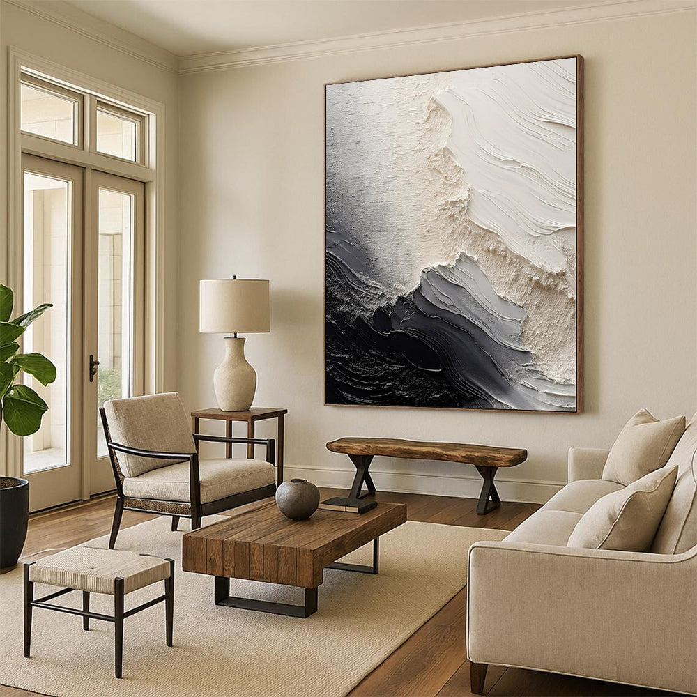 “Monochrome Textured Abstract” - Minimalist Abstract Painting On Canvas PS0081