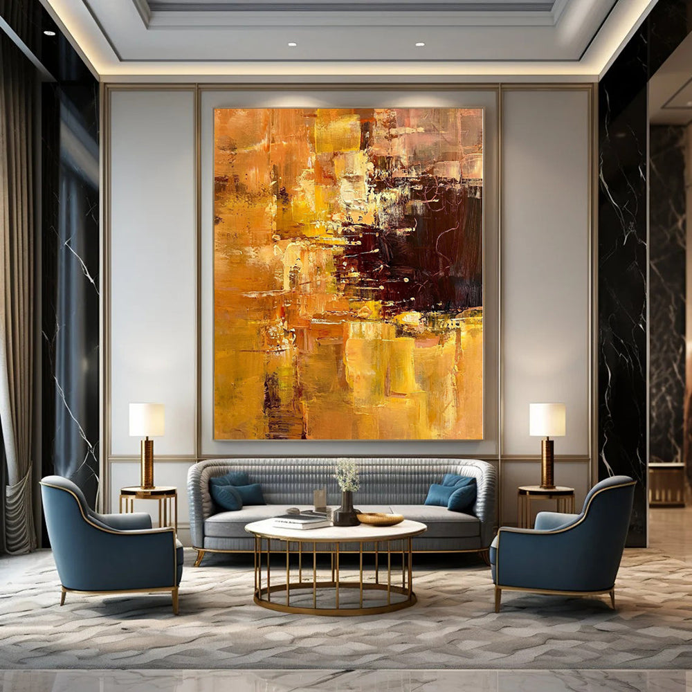 “Golden Abstract Warmth” - Rich Abstract Painting On Canvas PS0212