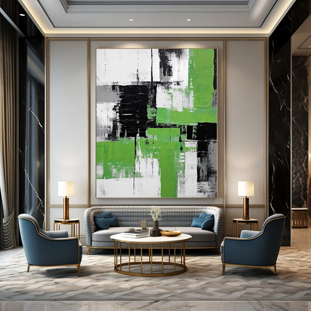 “Green and Gray Abstract” - Bold Abstract Painting On Canvas PS0181