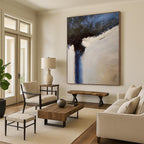 “Blue and White Abstract Flow” - Abstract, Blue - Accented Painting On Canvas PT1499