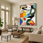 “Colorful Abstract Shapes” - Modernist Abstract Painting On Canvas PT1186