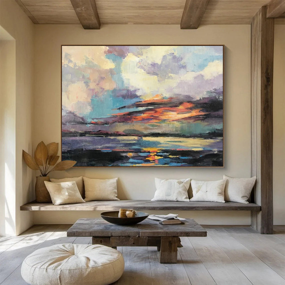 “Colorful Sunset Reflection” Landscape Painting On Canvas DKS197
