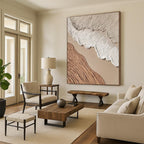 “Textured Earth Layers” - Beige, Brown, White Abstract Landscape Painting On Canvas PS0673