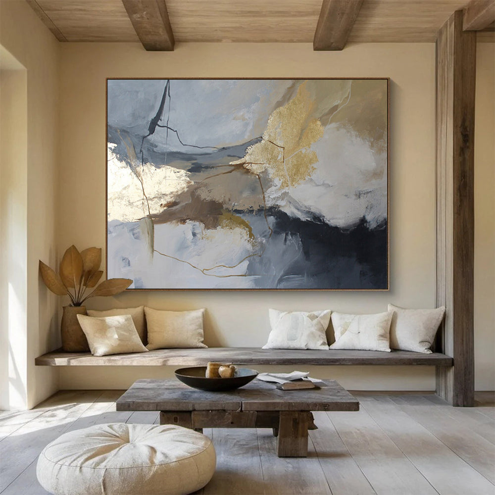 “Gray And Gold Abstract Revisited” - Abstract Painting On Canvas DKS519