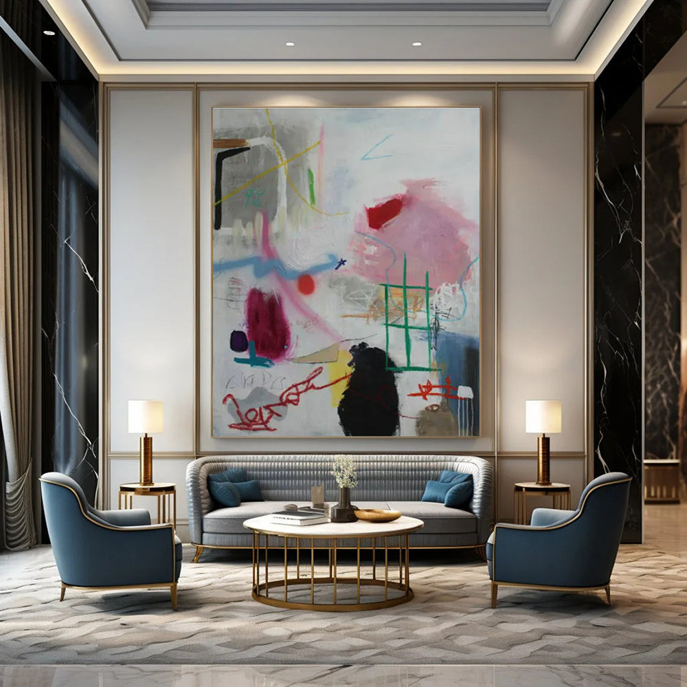 Colorful, Chaotic Strokes "Urban Sketchbook" Abstract Painting On Canvas PS1406