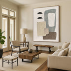“Neutral Textured Collage” - Beige, Brown, Gray, Black Abstract Mixed - Media Painting On Canvas PS0679