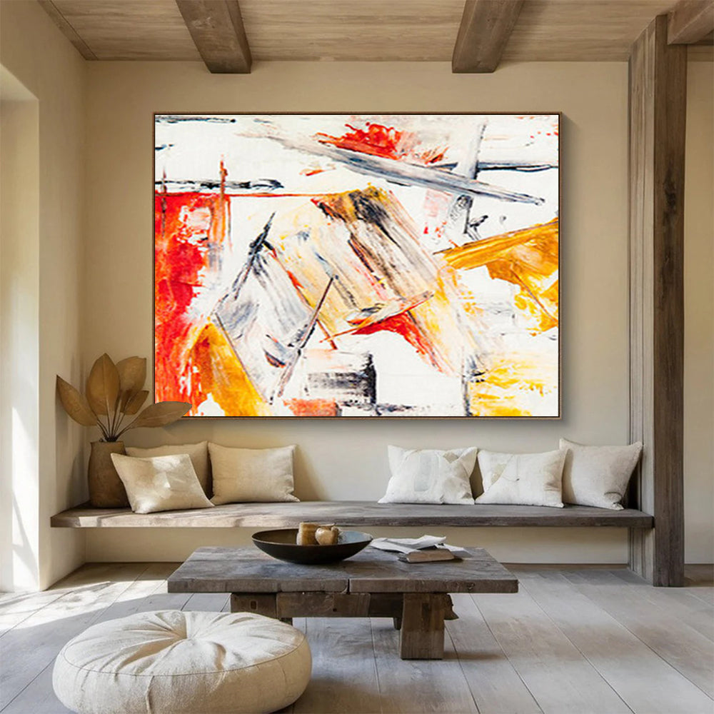“Dynamic Red - Yellow Abstract” - Energetic Abstract Painting On Canvas DKS400