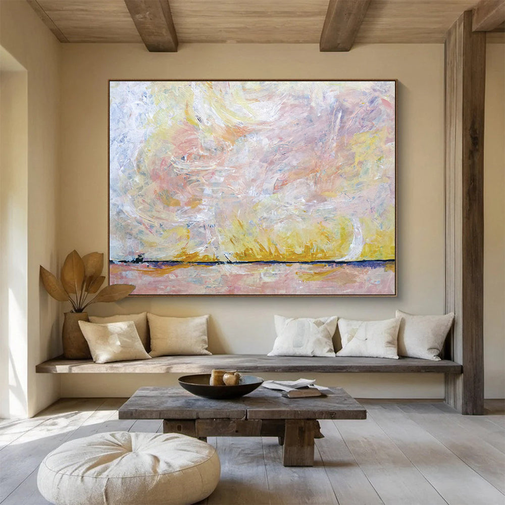 “Pastel Sky Abstract Landscape” - Abstract Painting On Canvas DKS564