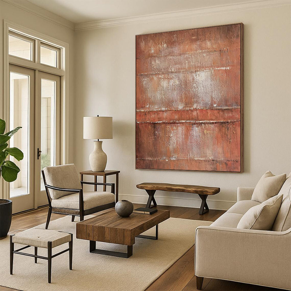 “Rusty Brown Textured” - Industrial Abstract Painting On Canvas PT2303
