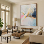 “Pastel and Gold Abstract” - Expressive Line Painting On Canvas PT0995