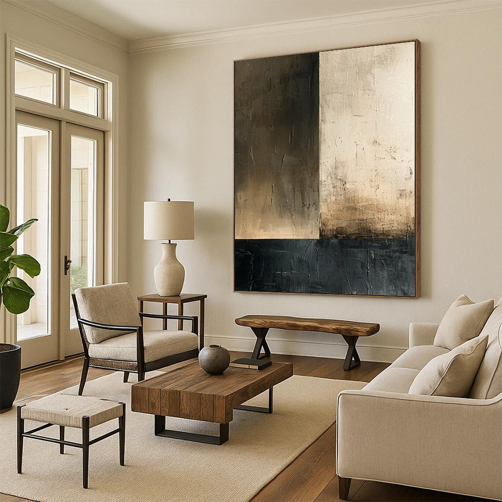 “Brown - Black Minimalist Blocks” - Minimalist Abstract Painting On Canvas DS016