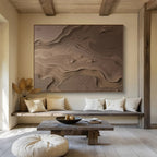 “Textured Sand Dune Waves” - Brown - Beige Abstract Painting On Canvas PT1570