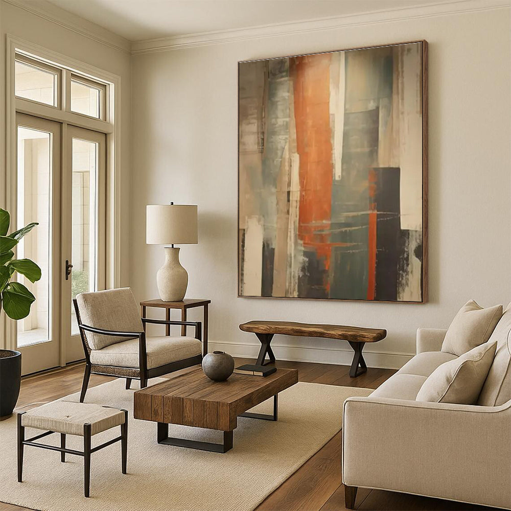 Brown, Orange, Gray Subtle Layers “Earthy Rhythms” - Painting On Canvas PS0813