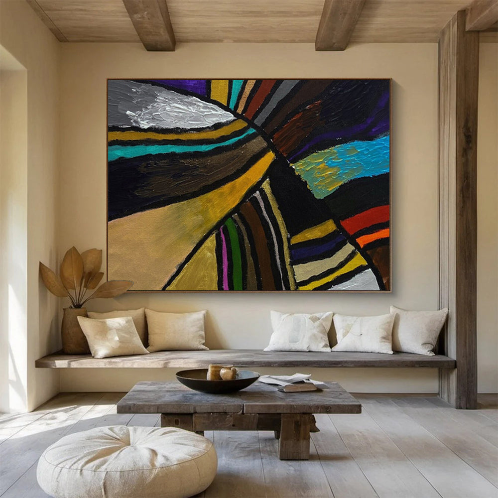 Colorful Geometric Abstract Painting On Canvas DKS013