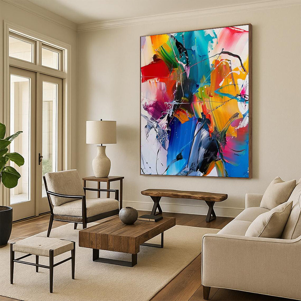 “Intense Color Clash of Creativity” - Chaotic Abstract Painting On Canvas PS0232