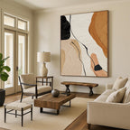 “Neutral and Black Abstract Shapes” - Abstract, Minimalist - Inspired Painting On Canvas PT1513