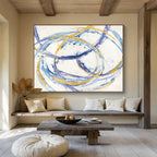 “Blue and Gold Swirl” - Abstract Expressionist Painting On Canvas DKS847