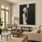 “Black & White Figures” - Abstract Expressionist Painting On Canvas PT2171