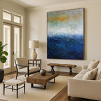 Gradient Blues and Yellows, "Dusk Horizon" – Abstract Landscape Painting On Canvas PS0884
