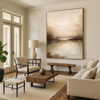 “Neutral - Toned Lake Abstract” - Impressionist Abstract Painting On Canvas PT1253