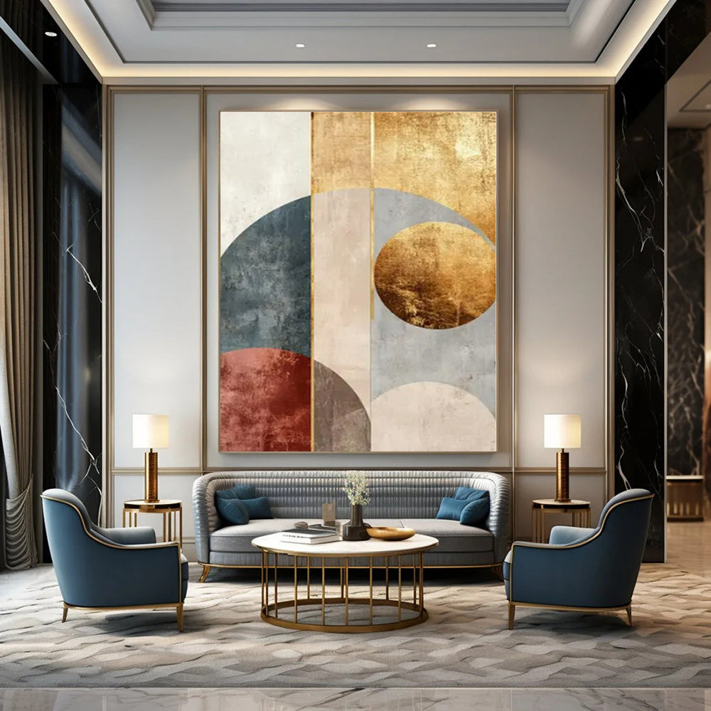 Gold and Earth - Toned Arches Echo - Repeated Geometric Abstract Painting On Canvas PS1247