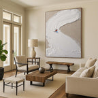 “Skier on Textured White Slope” - Minimalist Winter Sports Painting On Canvas DS311